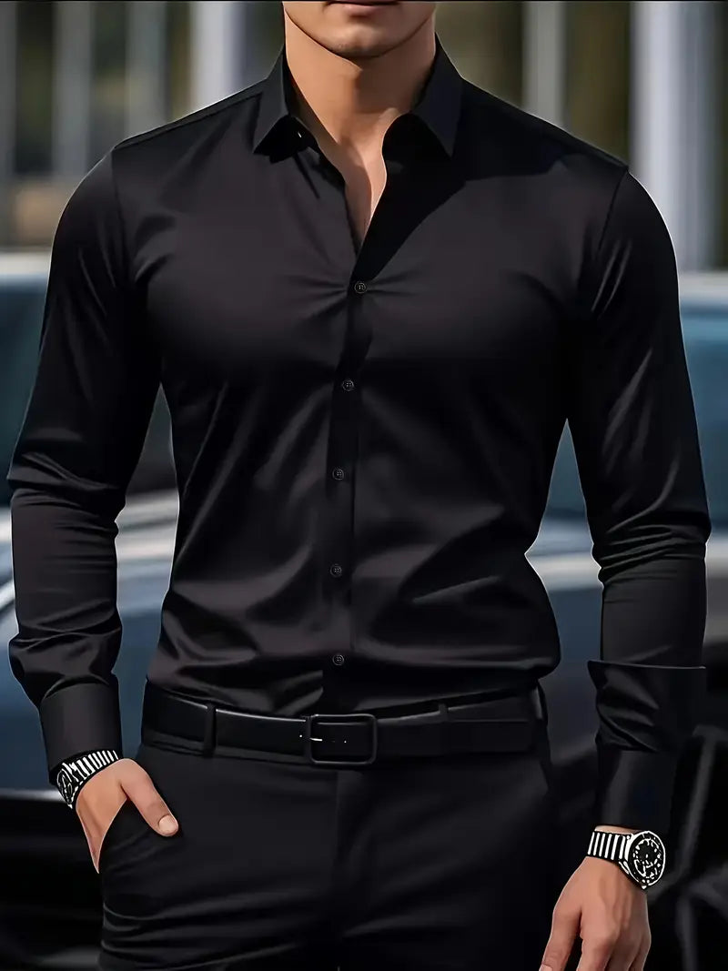 Hemd Spitzkragen Slim Fit Langarm Schwarz – Hale