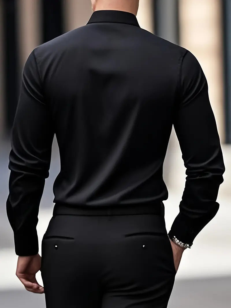 Hemd Spitzkragen Slim Fit Langarm Schwarz – Hale