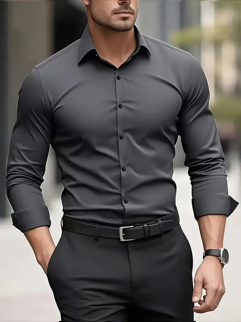Hemd Spitzkragen Slim Fit Langarm Schwarz – Hale