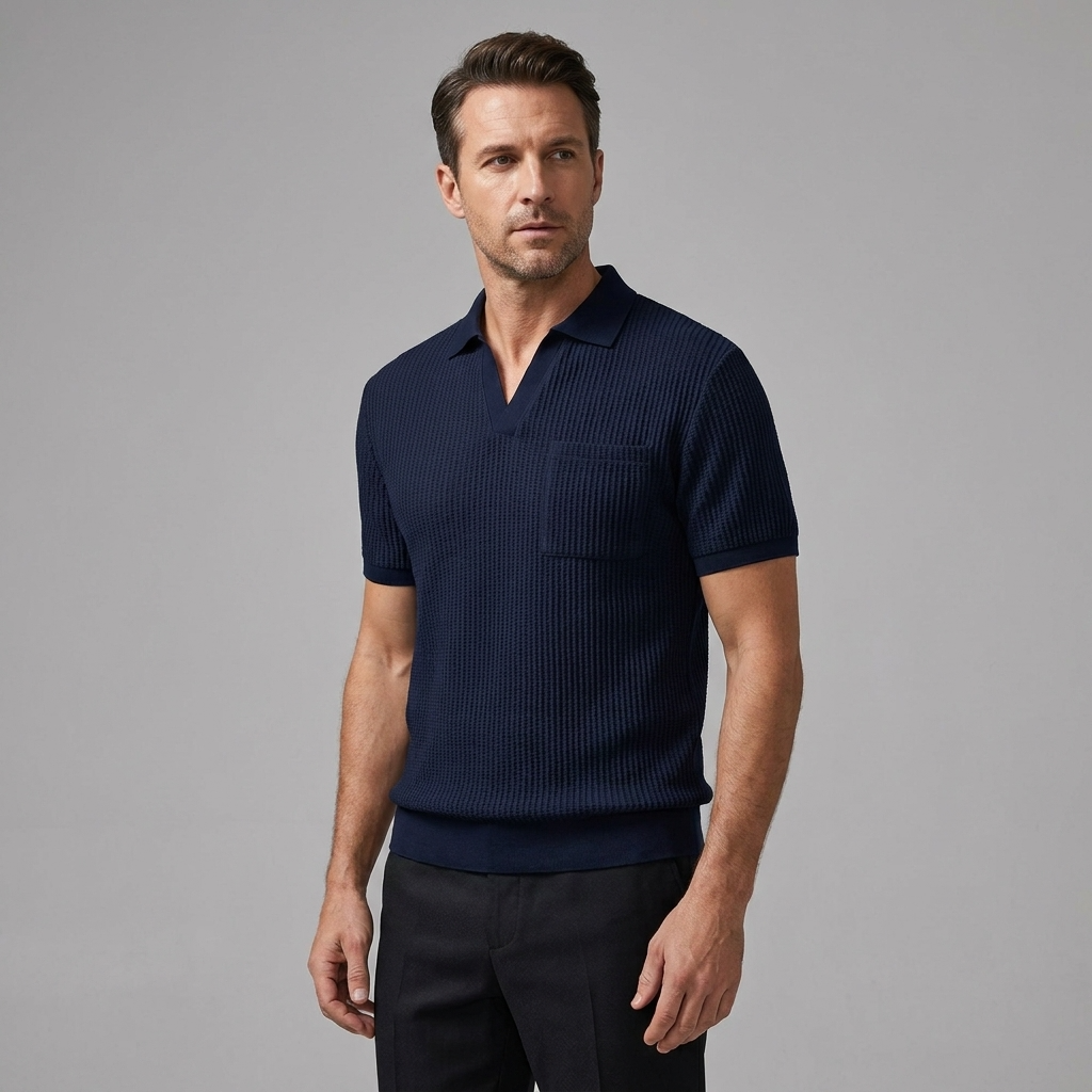 Set Waffelstrick Slim Tapered Poloshirt & Hose – Daxel