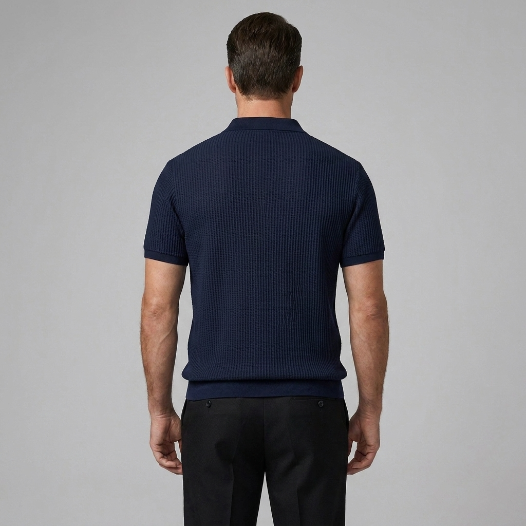 Set Waffelstrick Slim Tapered Poloshirt & Hose – Daxel