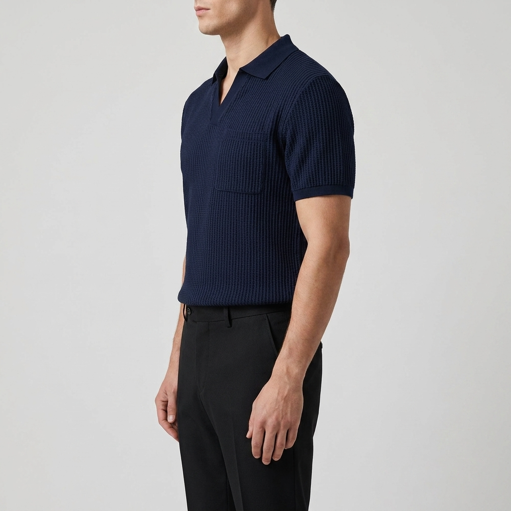 Set Waffelstrick Slim Tapered Poloshirt & Hose – Daxel