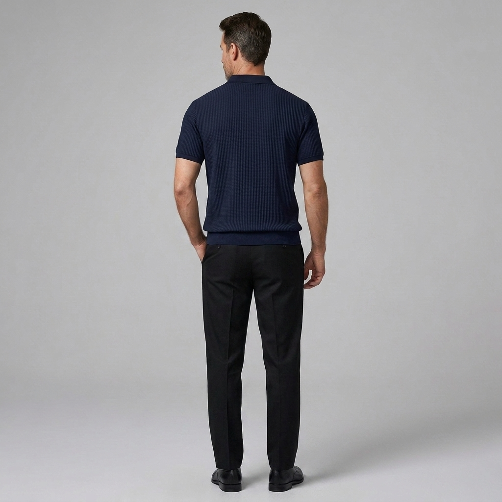 Set Waffelstrick Slim Tapered Poloshirt & Hose – Daxel