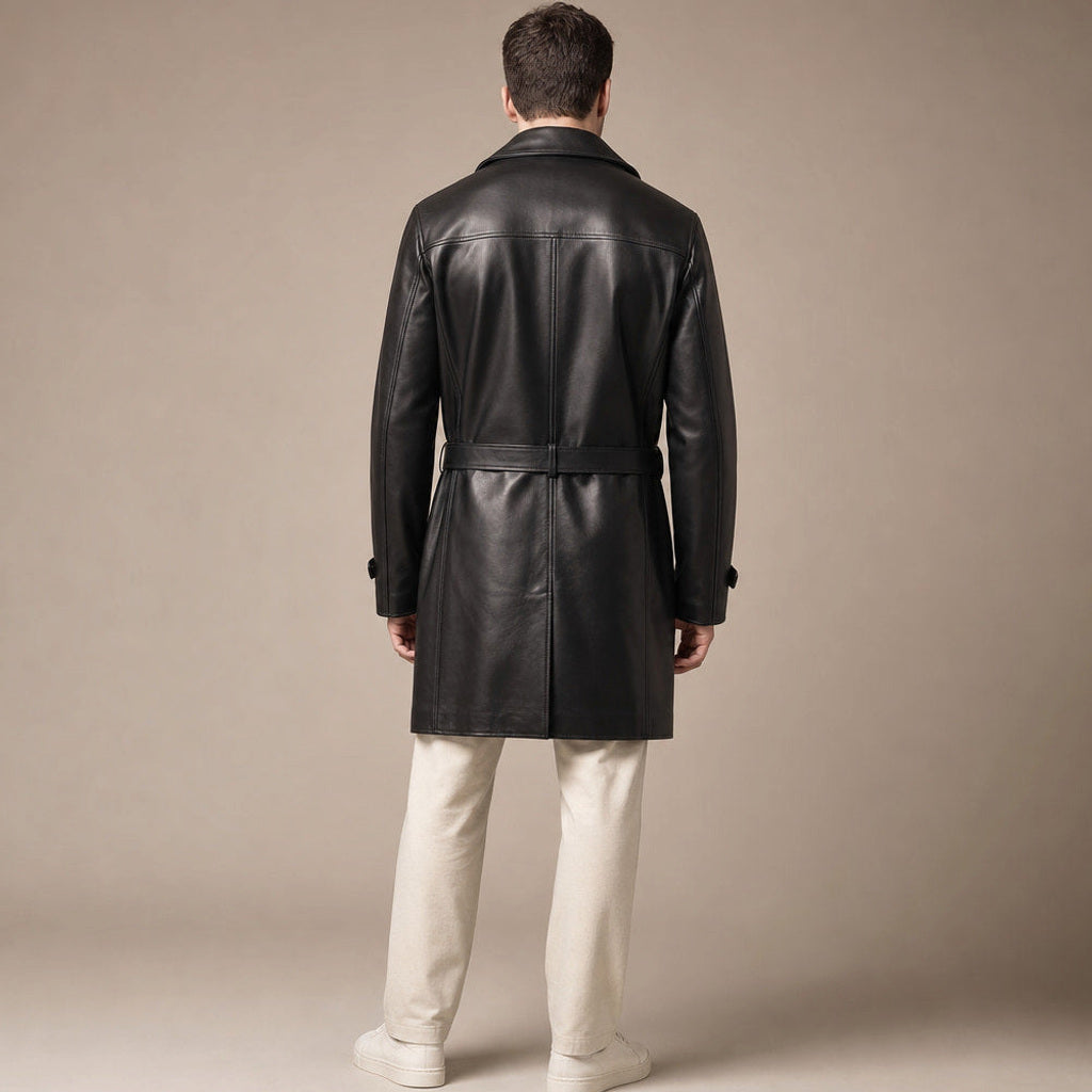 Ansgar | Trenchcoat Leder Einreiher
