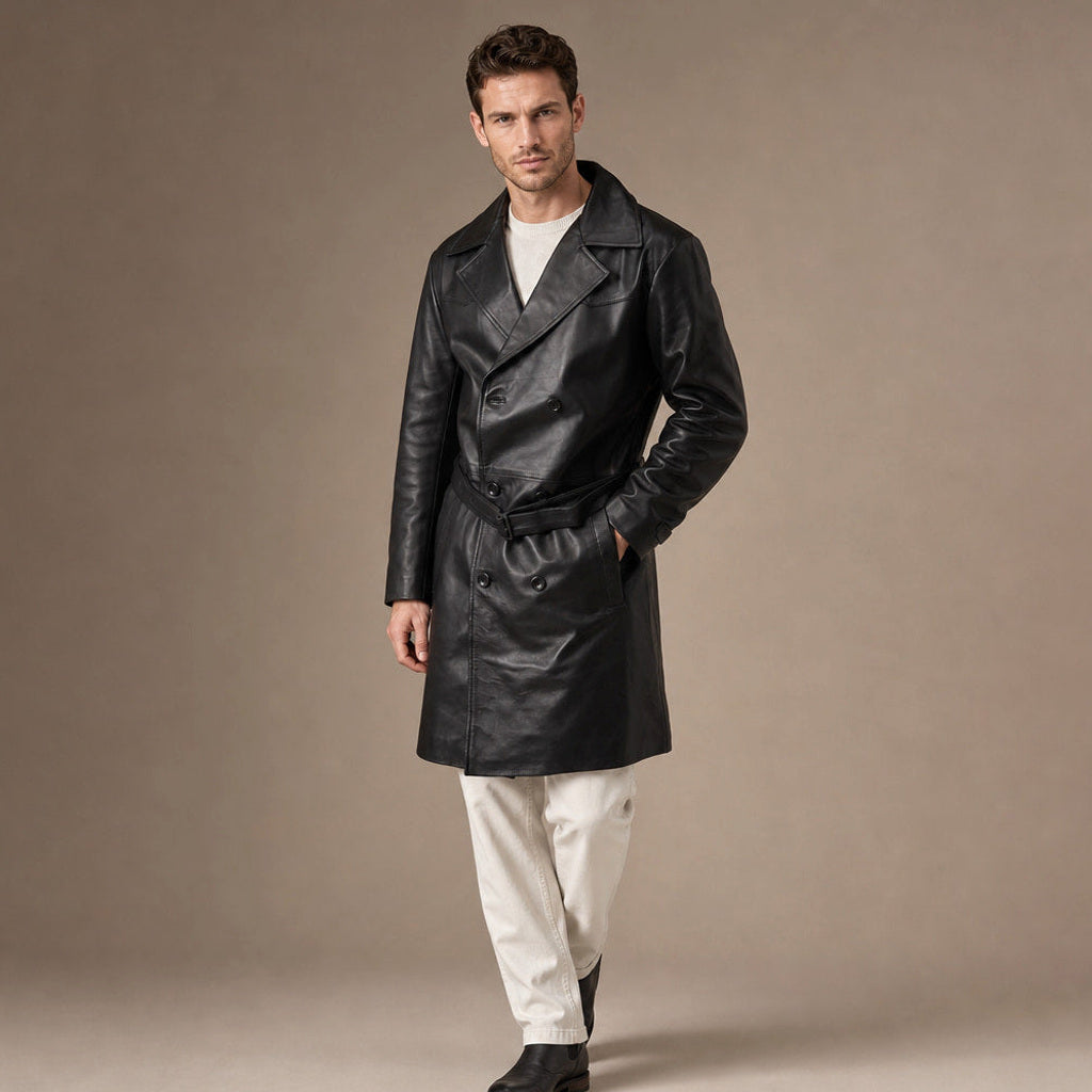 Ansgar | Trenchcoat Leder Einreiher
