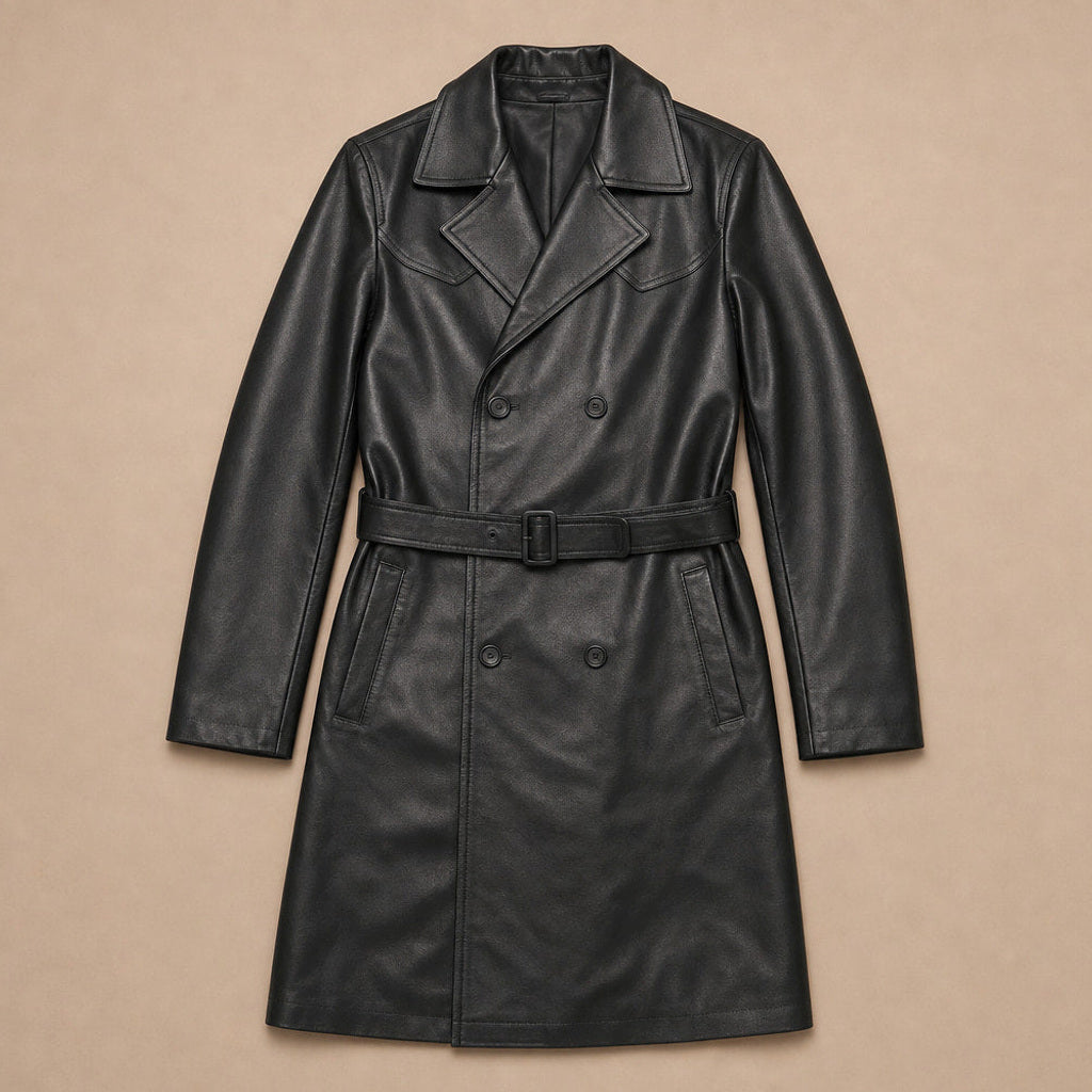 Ansgar | Trenchcoat Leder Einreiher