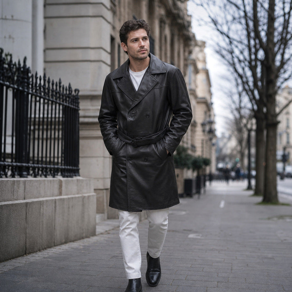 Ansgar | Trenchcoat Leder Einreiher