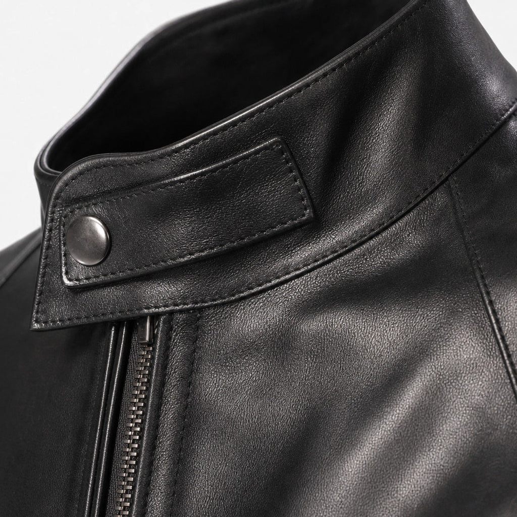 Arnolf | Lederjacke Cafe Racer Schwarz