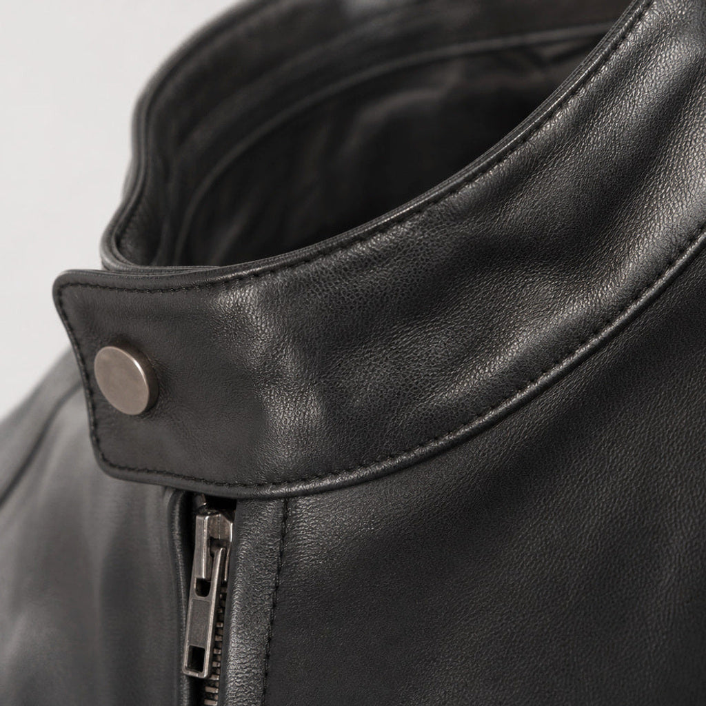 Arnolf | Lederjacke Cafe Racer Schwarz