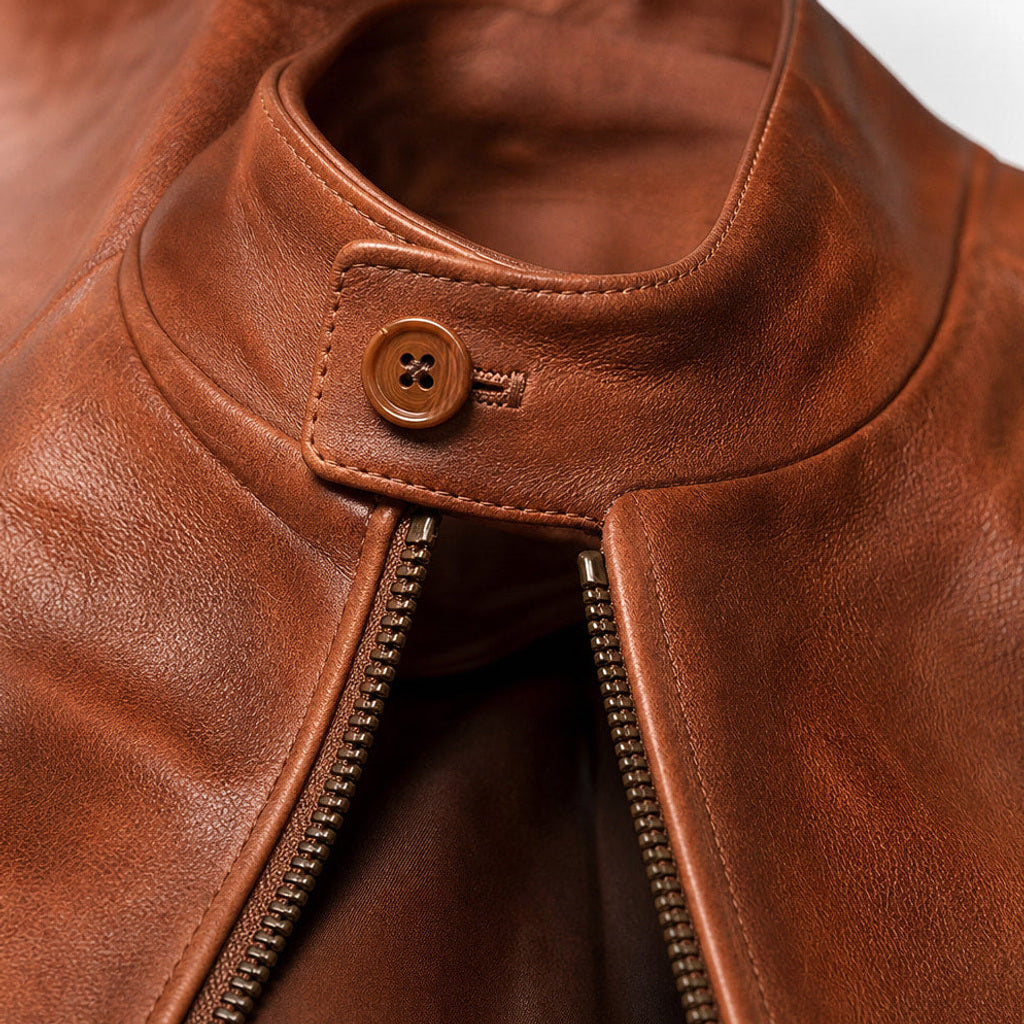 Bernhard | Lederjacke Lammfell Kastanienbraun