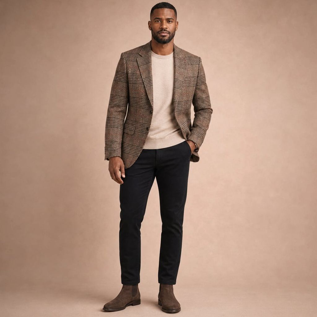 Blazer Herren Hahnentritt-Muster Fitted – Luca