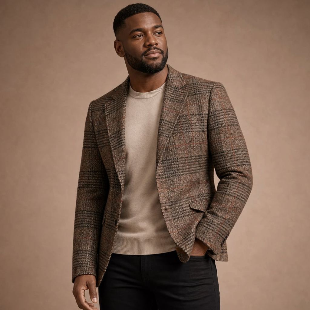 Blazer Herren Hahnentritt-Muster Fitted – Luca