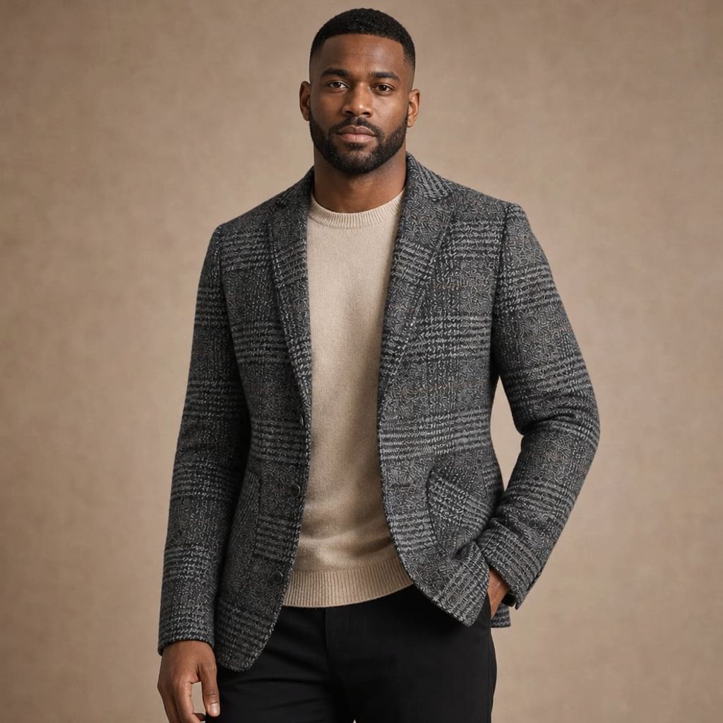 Blazer Herren Hahnentritt-Muster Fitted – Luca