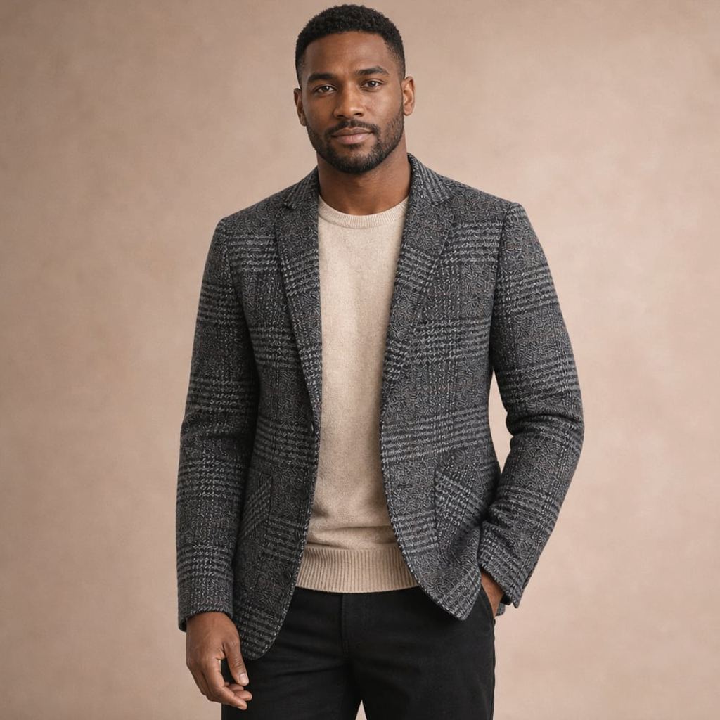 Blazer Herren Hahnentritt-Muster Fitted – Luca