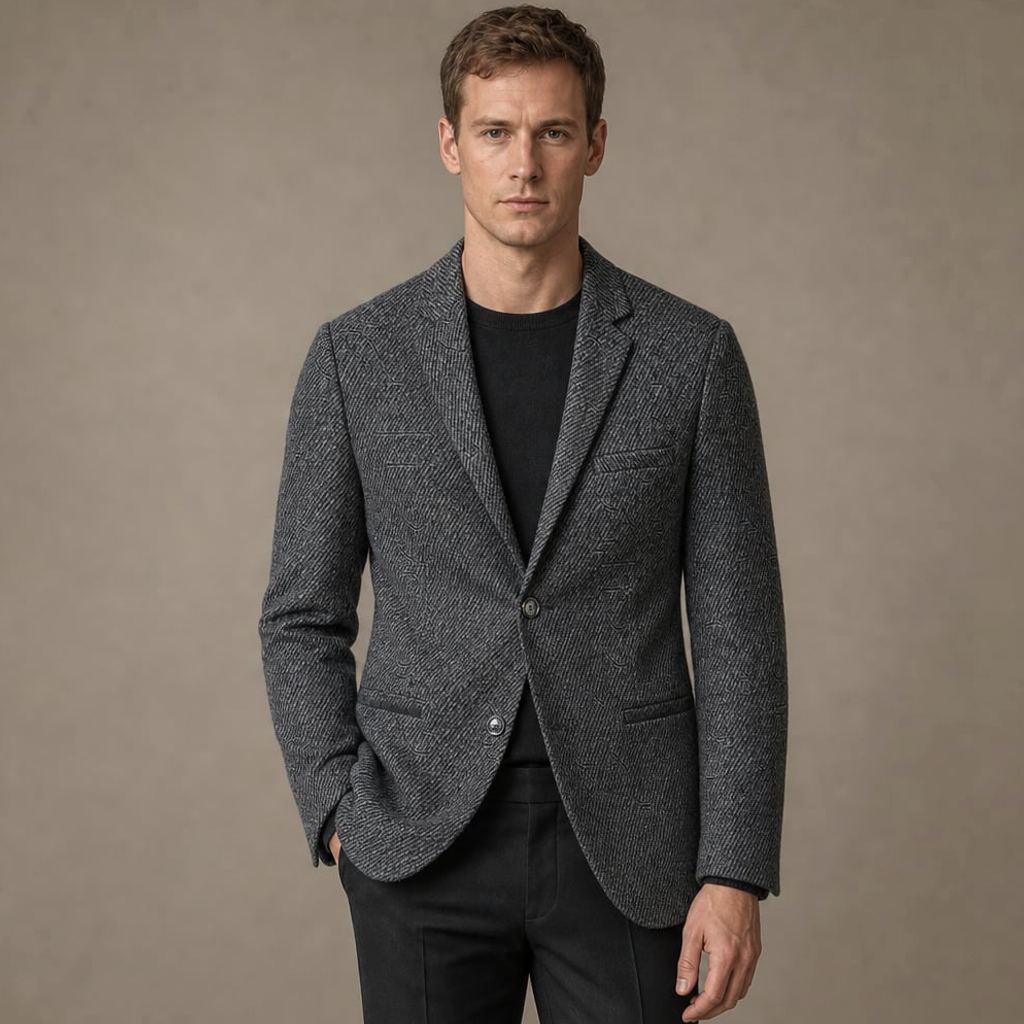 Blazer Herren Tweed Zweireihig Strukturiert – Karlbert