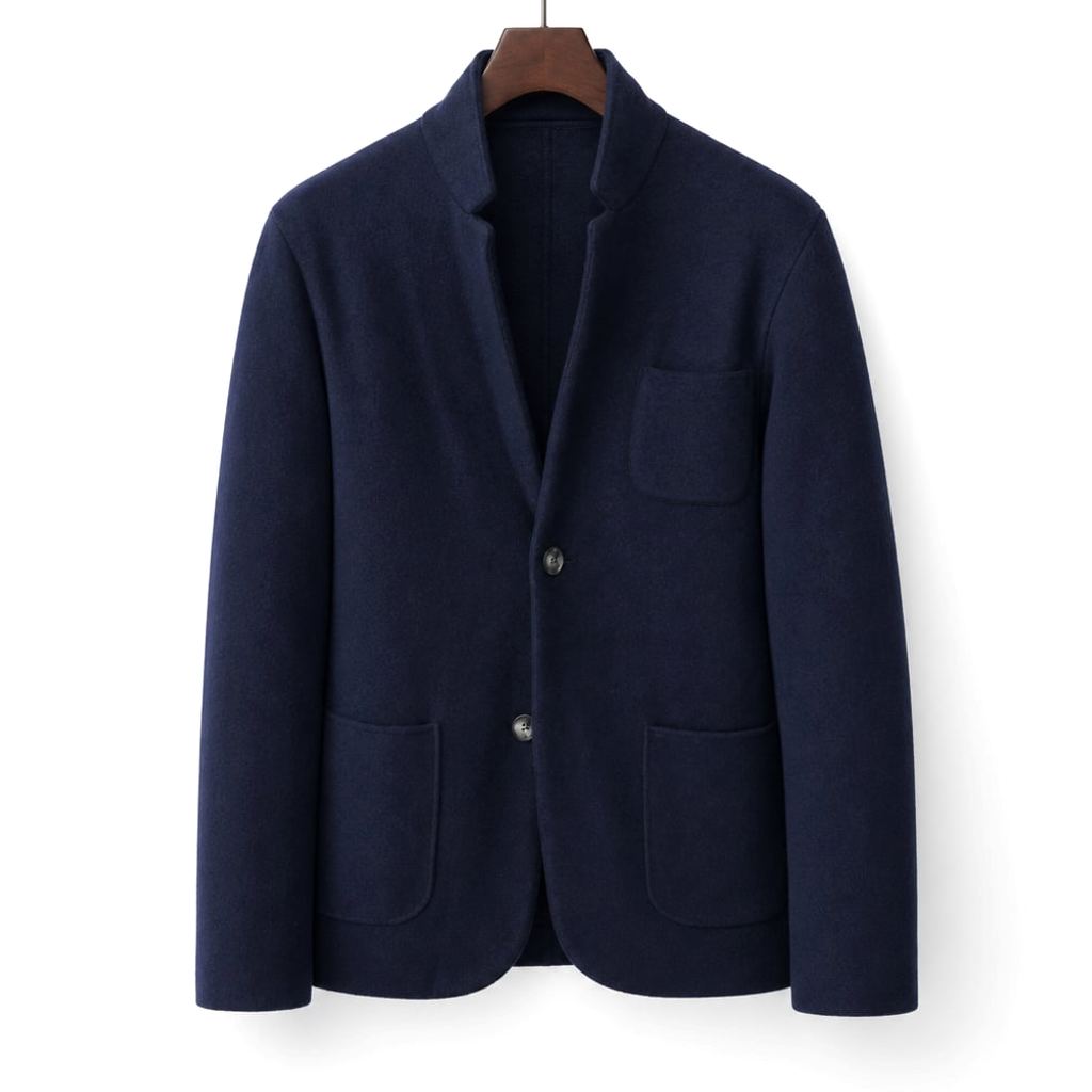 Blazer Wollmischung Stehkragen Dunkelblau – Joachim
