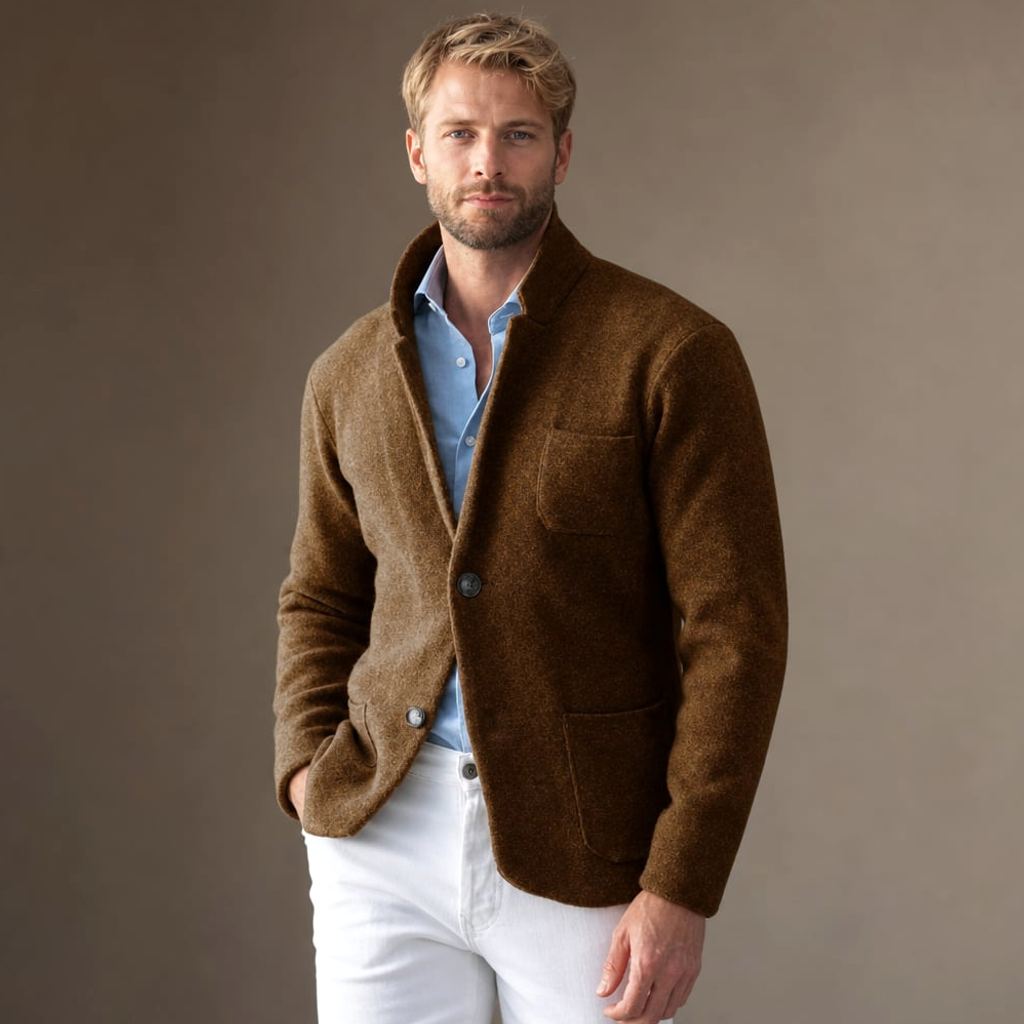 Blazer Wollmischung Stehkragen Dunkelblau – Joachim