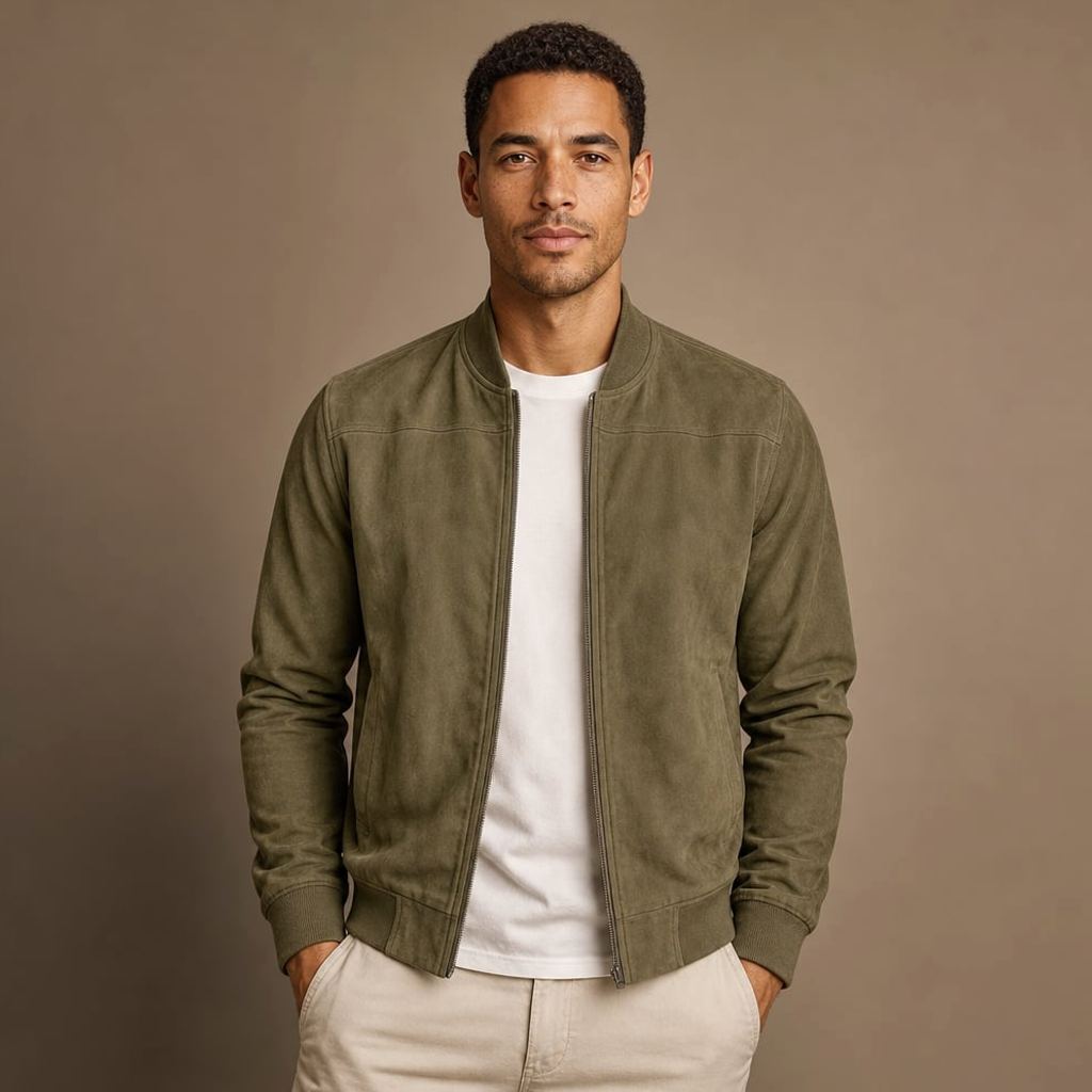Bomberjacke Wildleder-Optik Relaxed Fit – Marcel