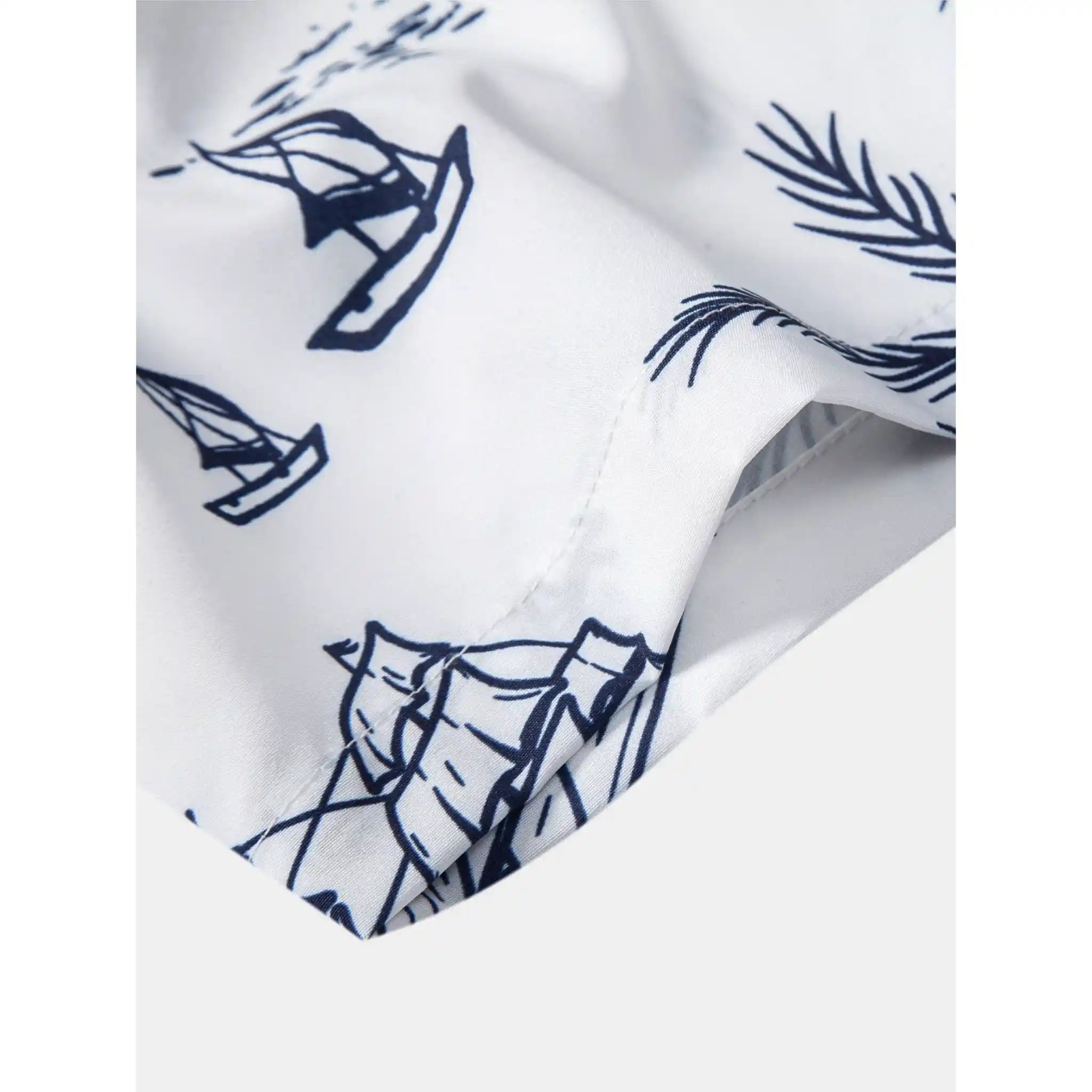 Freizeithemd & Hose Set Insel-Print Leichtes Polyester – Maxo
