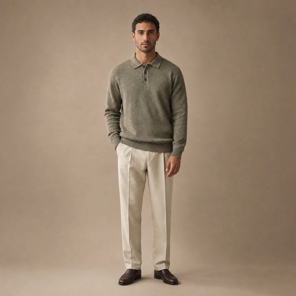Carsten | Strickpoloshirt Langarm