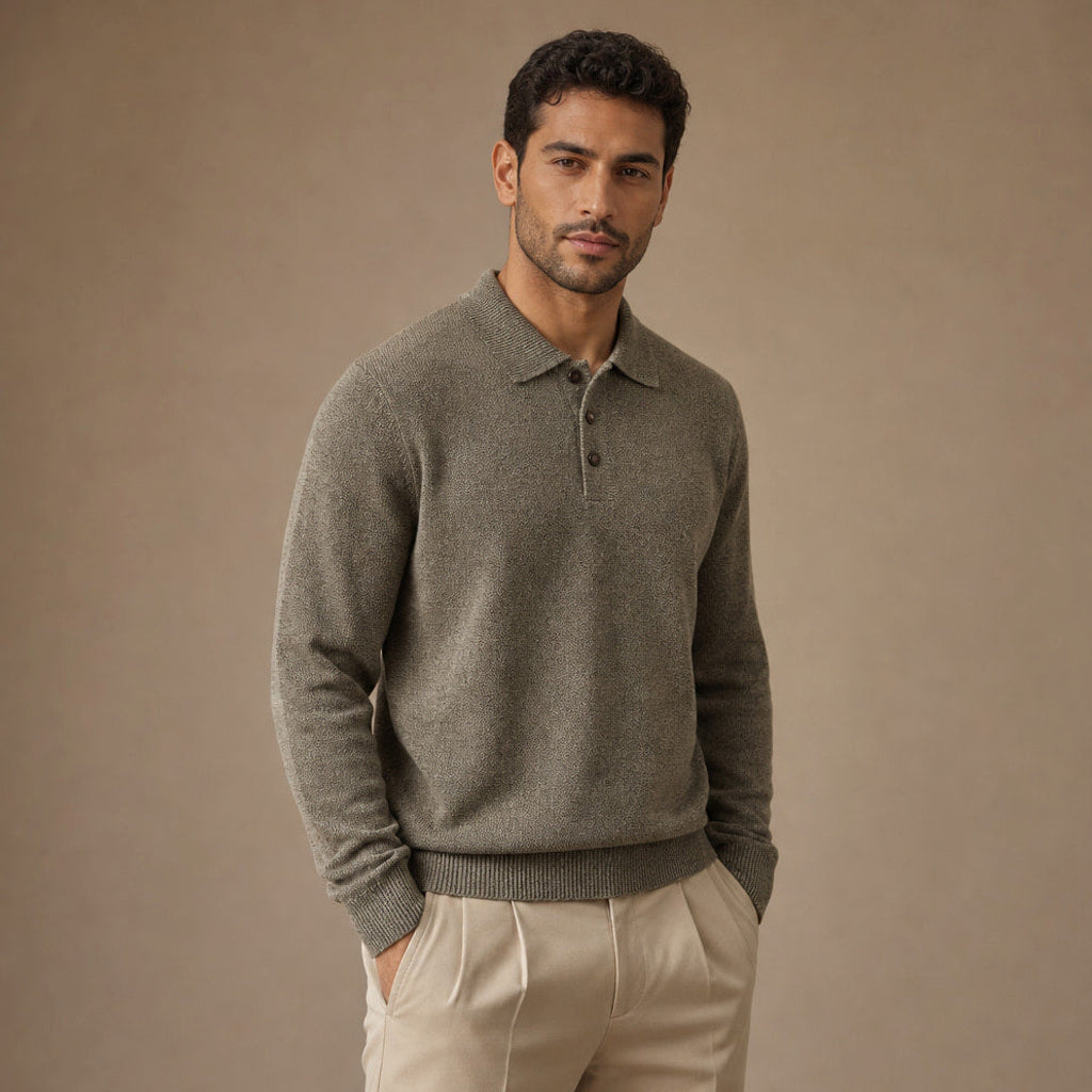 Carsten | Strickpoloshirt Langarm