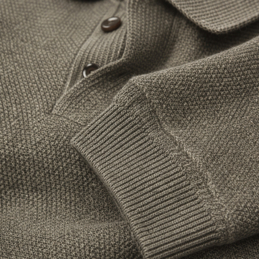 Carsten | Strickpoloshirt Langarm