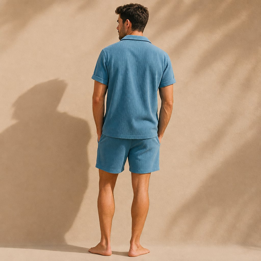Cord-Set Kurzarm Camp-Collar Shirt und Shorts Fine-Wale – Kelso