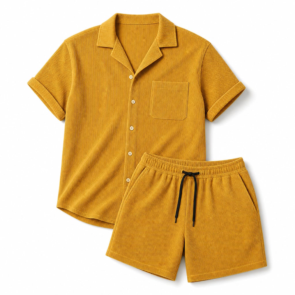 Cord-Set Kurzarm Camp-Collar Shirt und Shorts Fine-Wale – Kelso