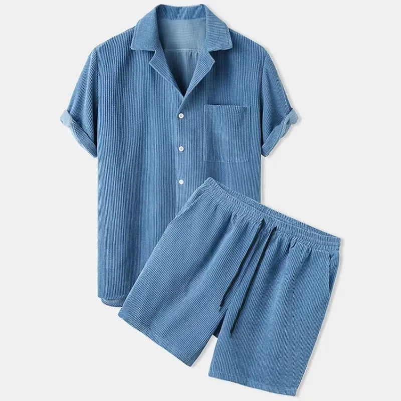 Cord-Set Kurzarm Camp-Collar Shirt und Shorts Fine-Wale – Kelso