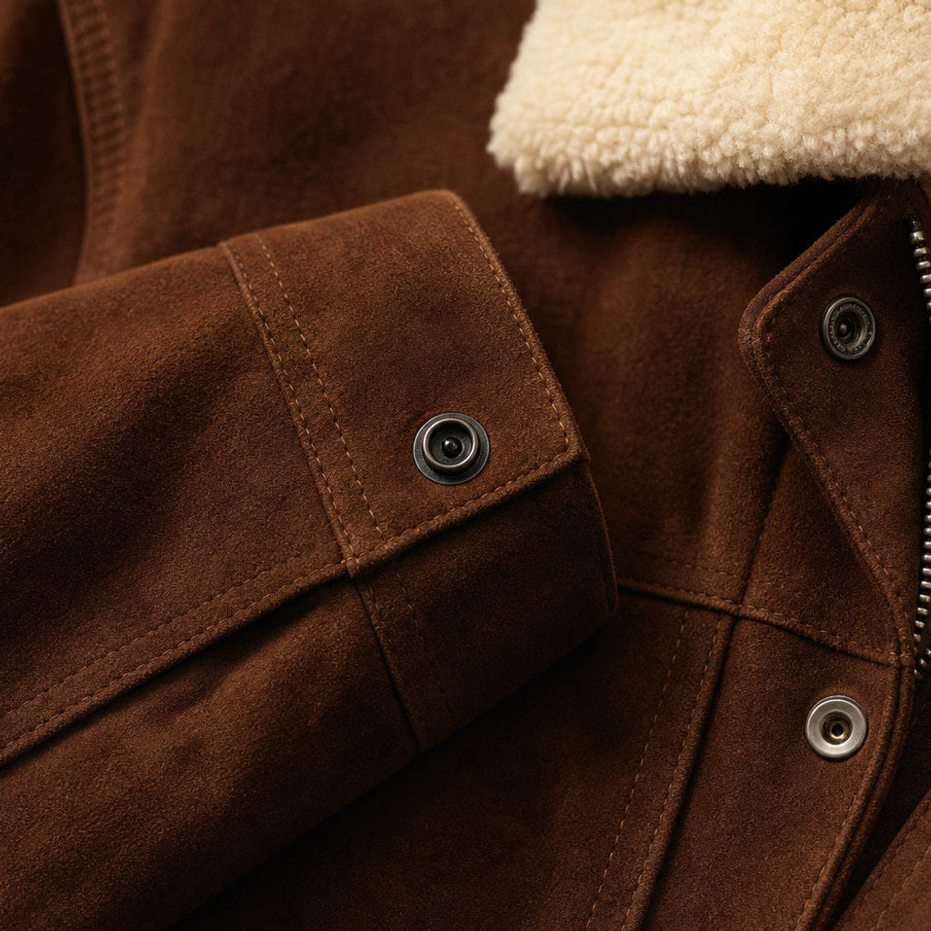 Diedrich | Lederjacke Wildleder Lammfellkragen