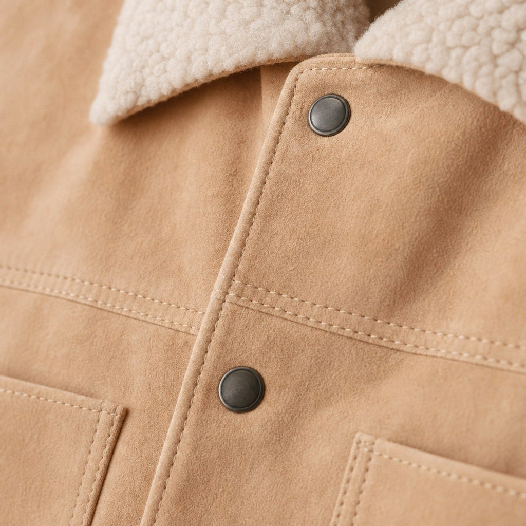 Egon | Wildlederjacke Lammfellkragen Beige
