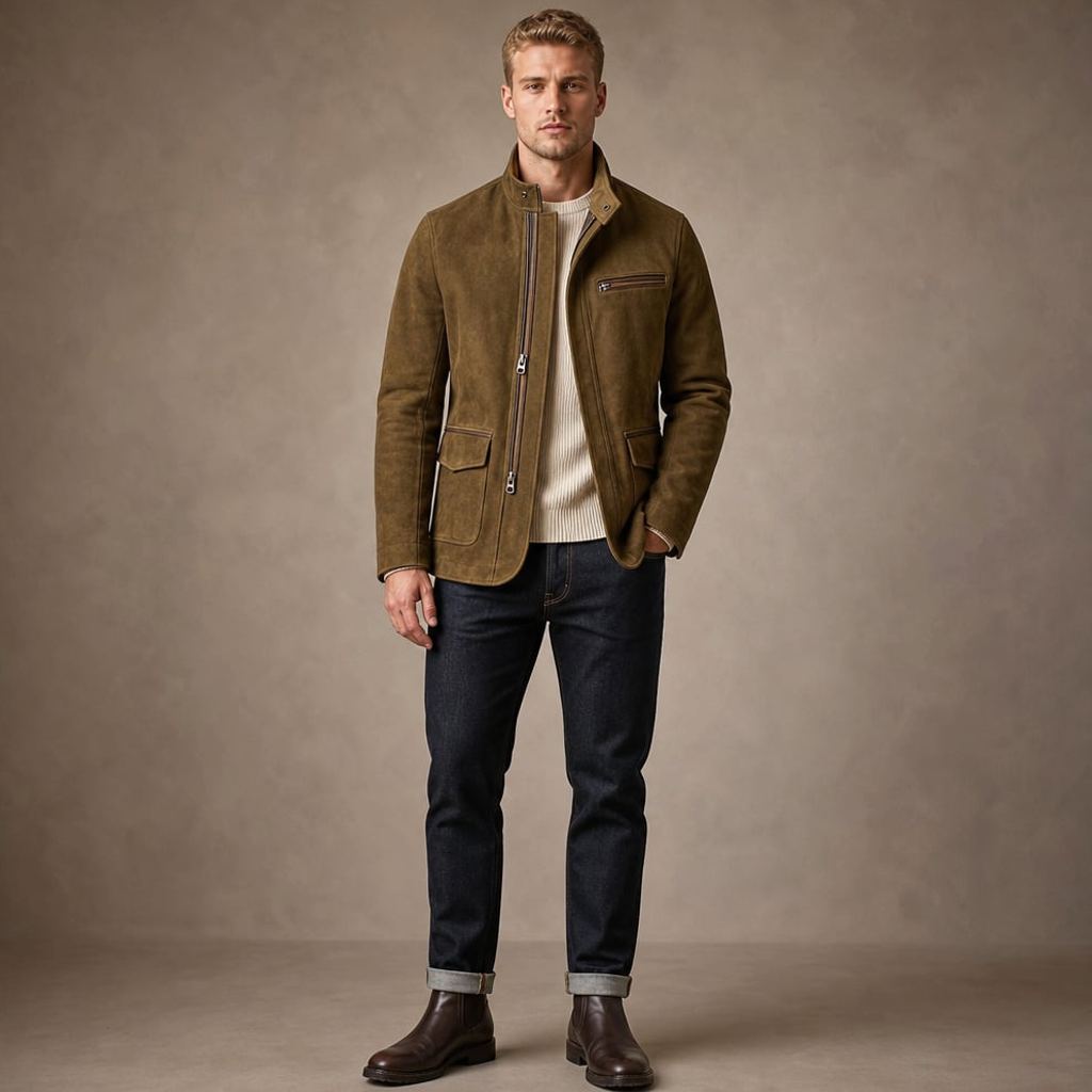 Eike | Jacke Wildlederoptik Zip-Up