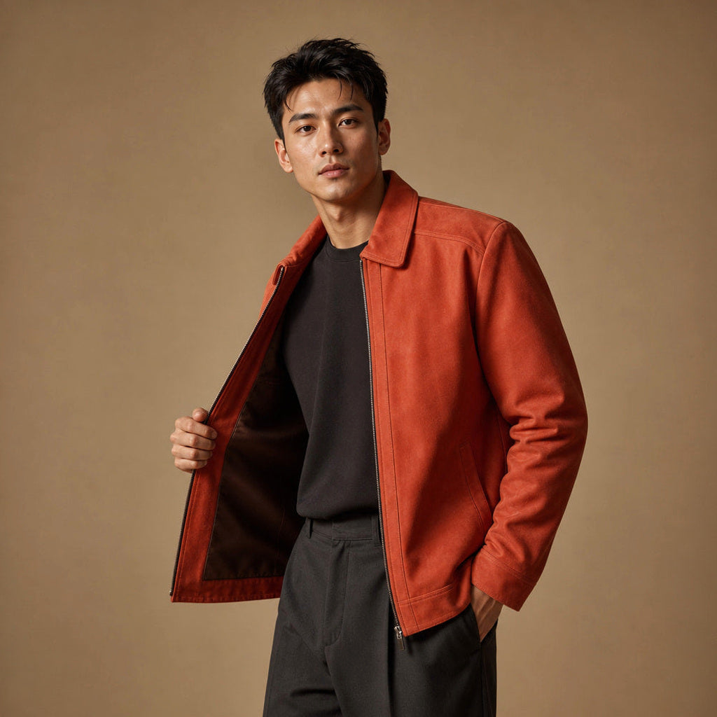 Emmerich | Truckerjacke Wildleder Orange