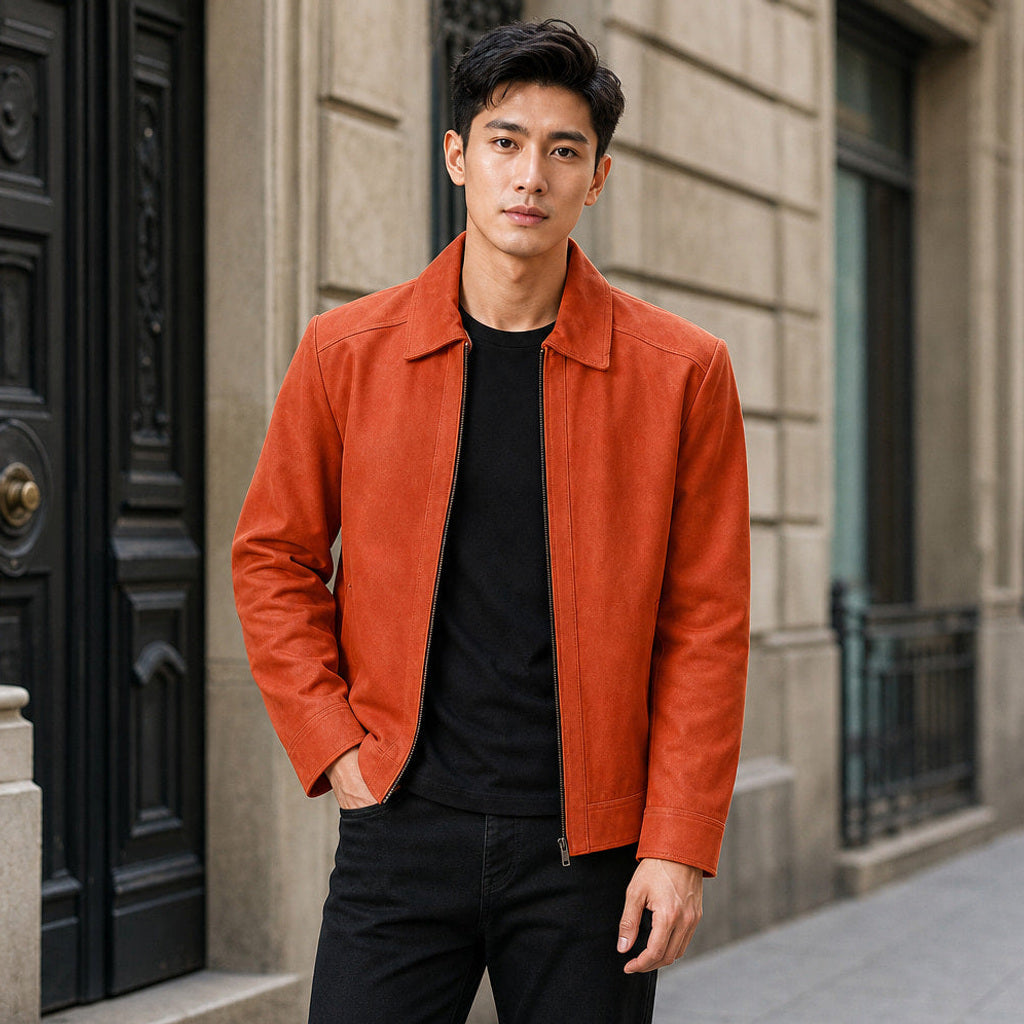 Emmerich | Truckerjacke Wildleder Orange