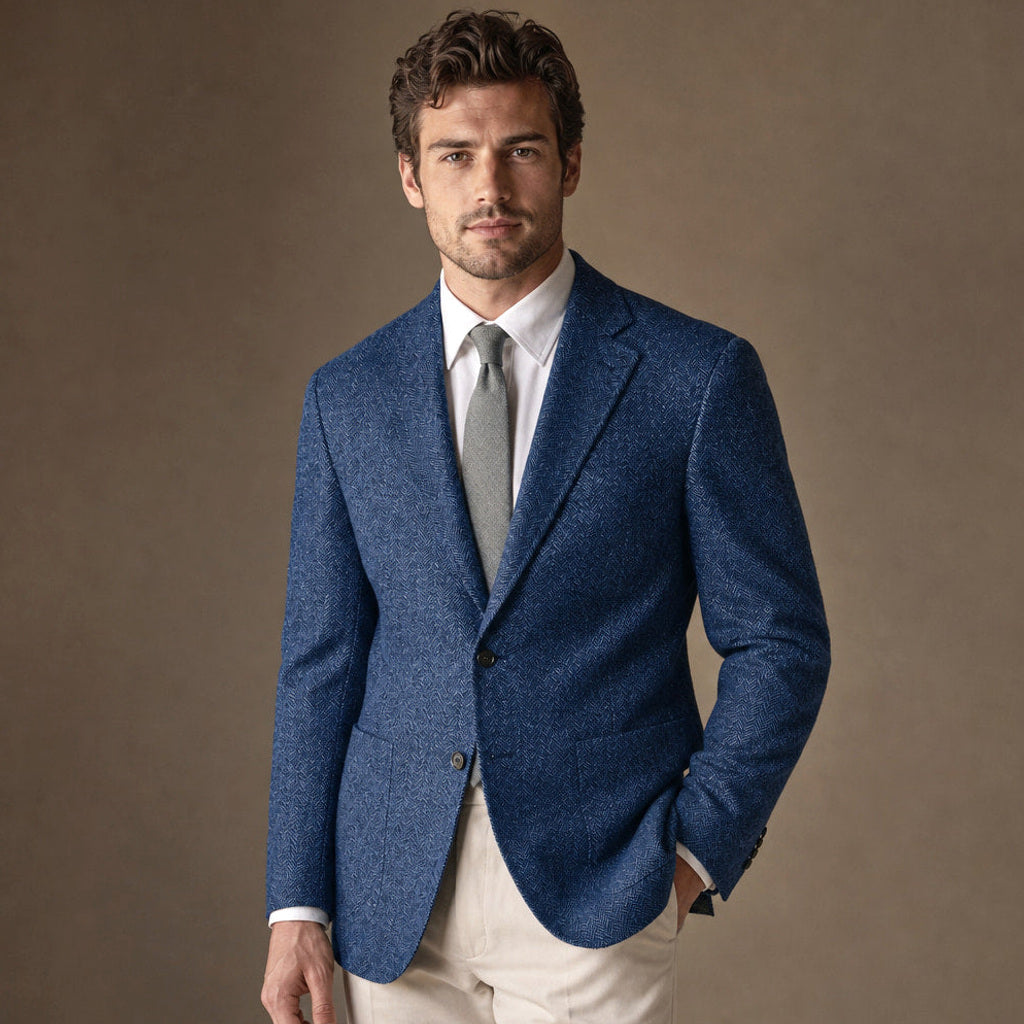 Anselm | Blazer Fischgrat Regular Fit in Blau – Premium Editorial