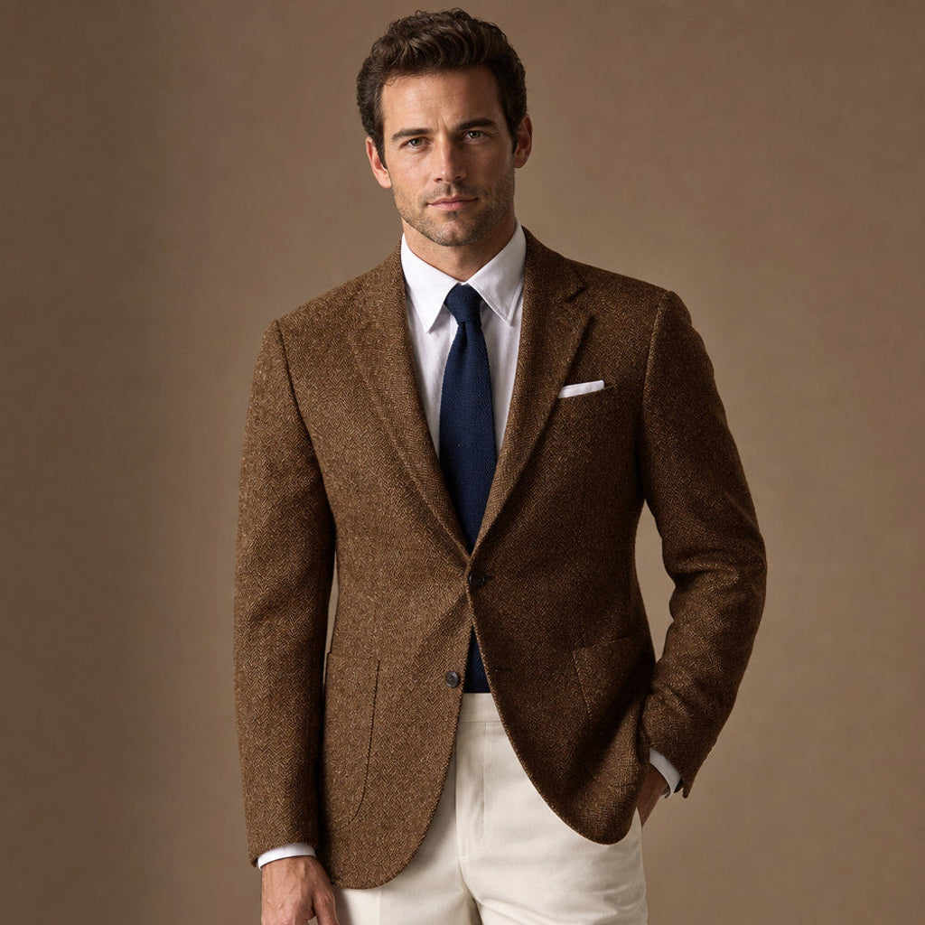 Anselm | Blazer Fischgrat Regular Fit in Braun – Premium Editorial
