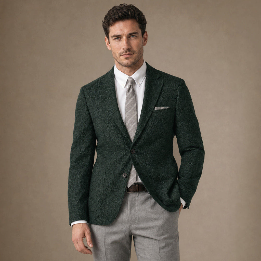 Anselm | Blazer Fischgrat Regular Fit Dunkelgrün – Produktfoto