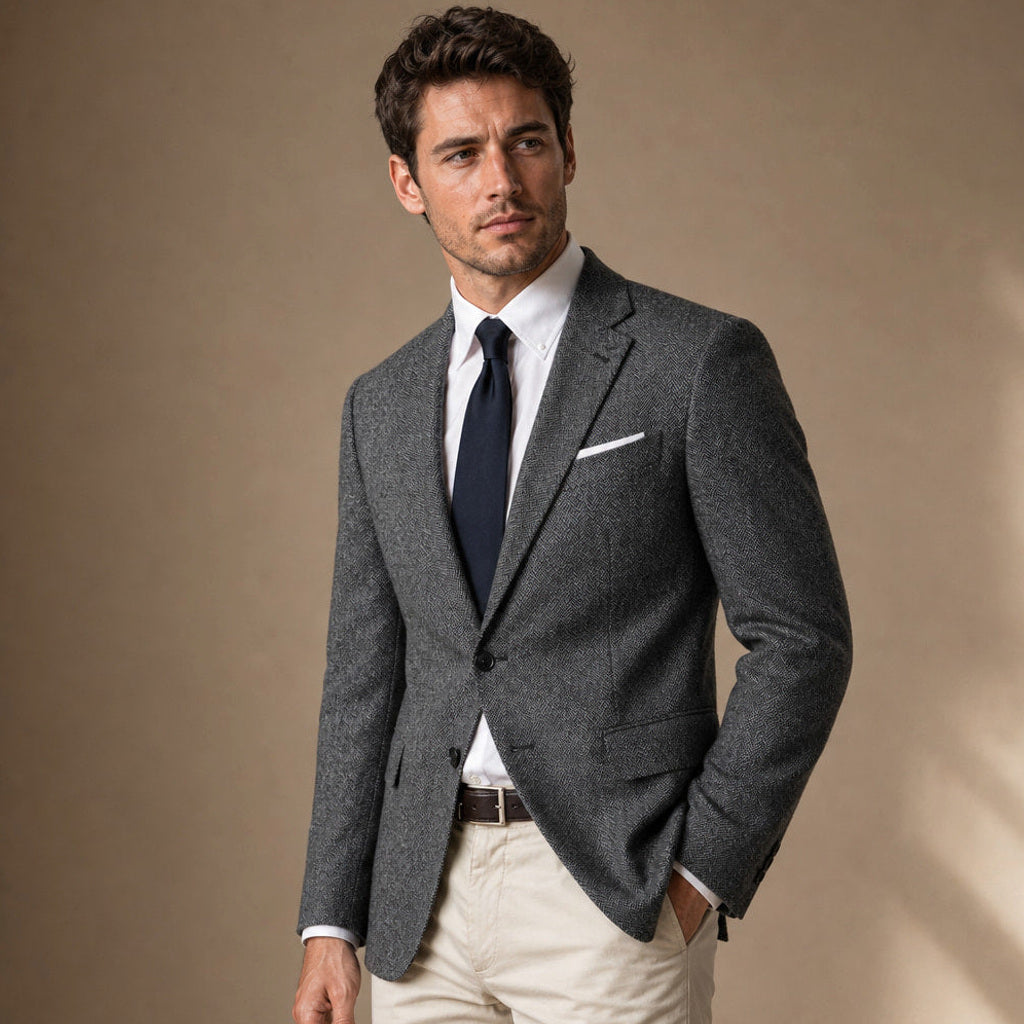 Anselm | Blazer Fischgrat Regular Fit Dunkelgrau – Seitenansicht