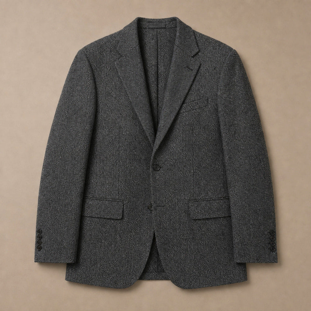 Anselm | Blazer Fischgrat Regular Fit Dunkelgrau – Flatlay-Produktfoto