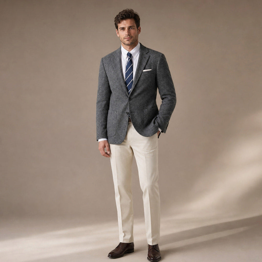 Anselm | Blazer Fischgrat Regular Fit Dunkelgrau – Gesamtlook