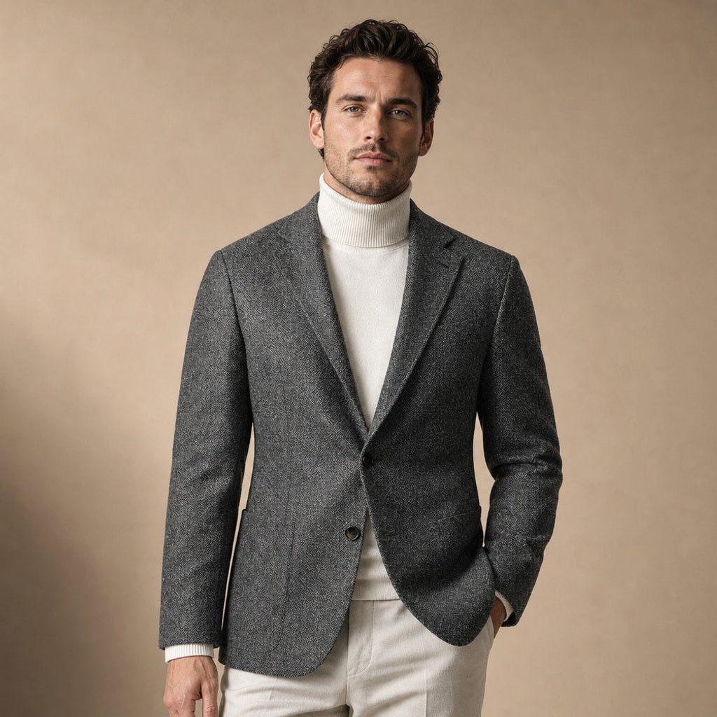 Anselm | Blazer Fischgrat Regular Fit in Dunkelgrau – Premium Editorial