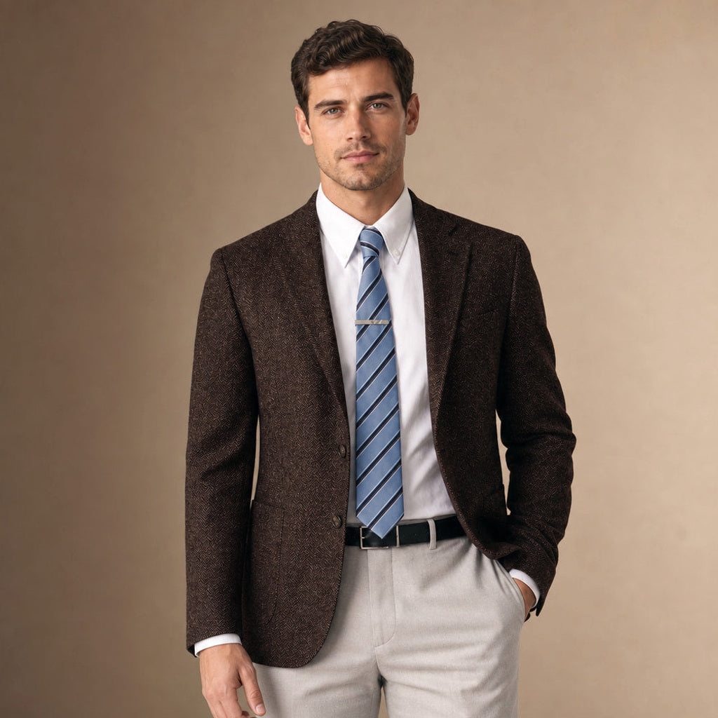 Anselm | Blazer Fischgrat Regular Fit Kaffeebraun – Produktfoto