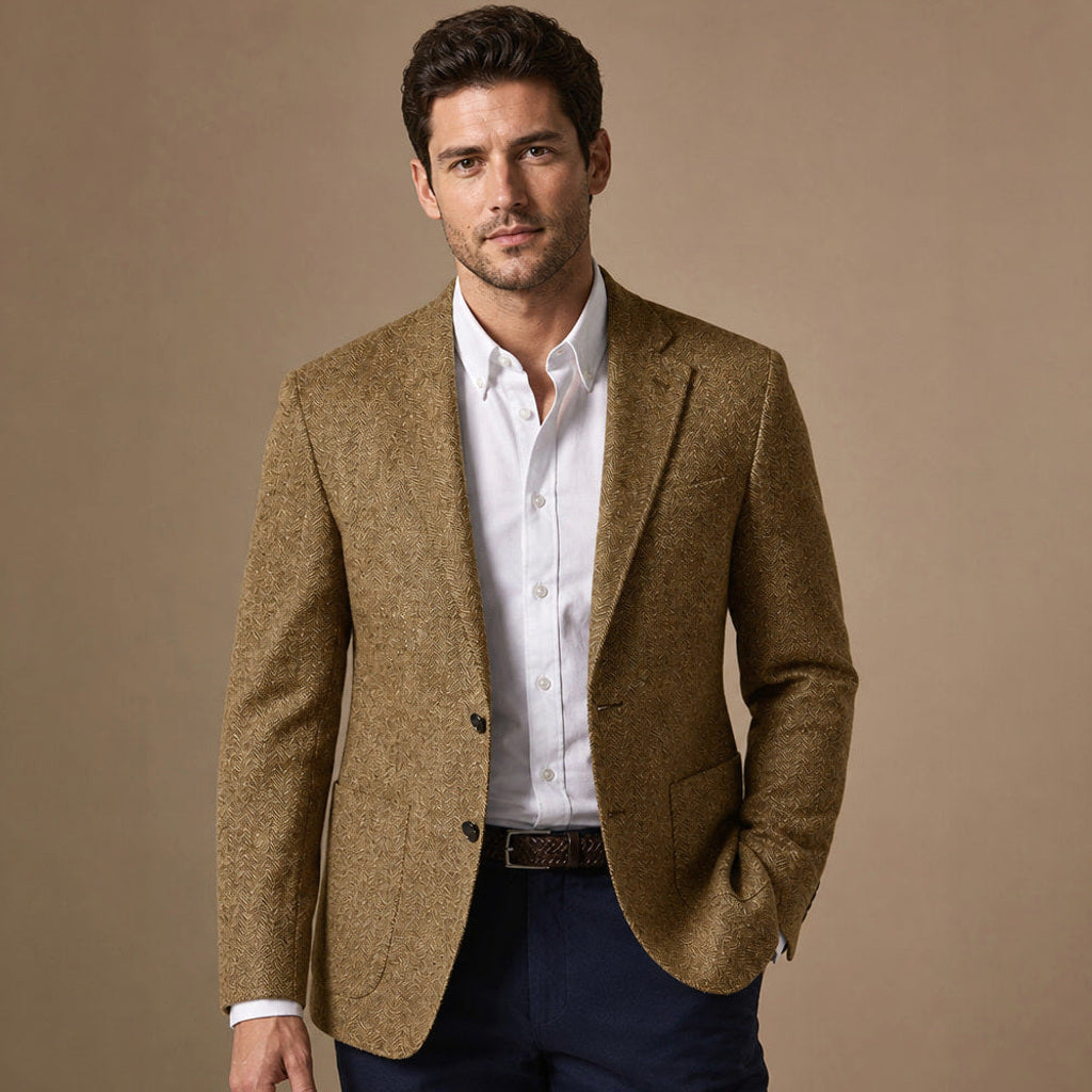 Anselm | Blazer Fischgrat Regular Fit Khaki – Produktfoto