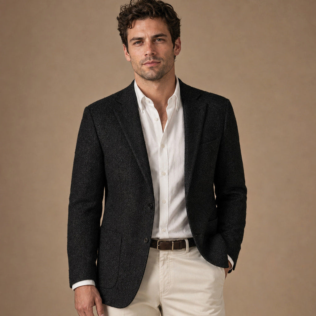 Anselm | Blazer Fischgrat Regular Fit Schwarz – Produktfoto