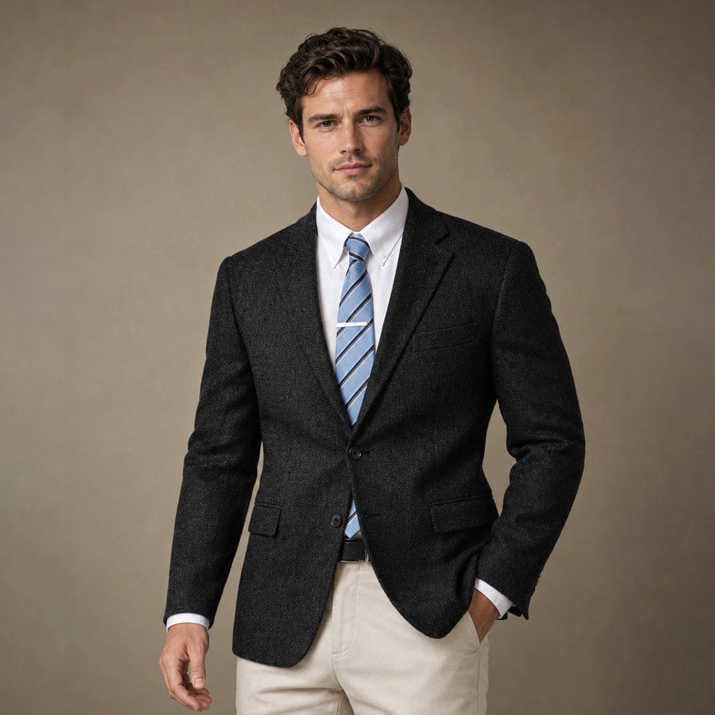 Anselm | Blazer Fischgrat Regular Fit in Schwarz – Premium Editorial