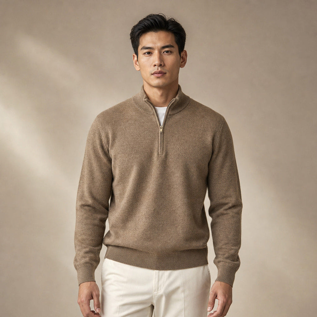 Axel | Troyer Wollmischung Stehkragen in Camel – Premium Editorial