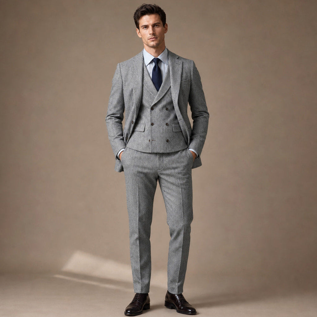 Bartox | Weste Fischgrat-Tweed in Grau – Premium Editorial