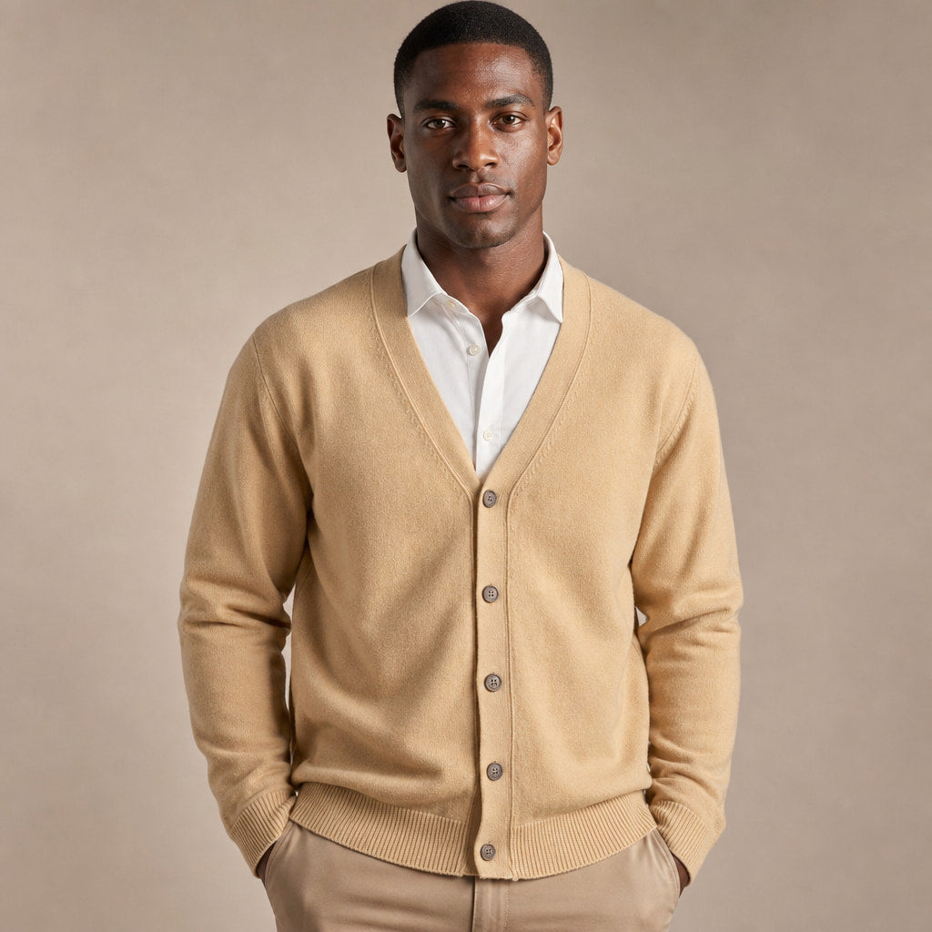 Cardigan Soft Knit Button Front in Camel – Enzaco Premium Menswear