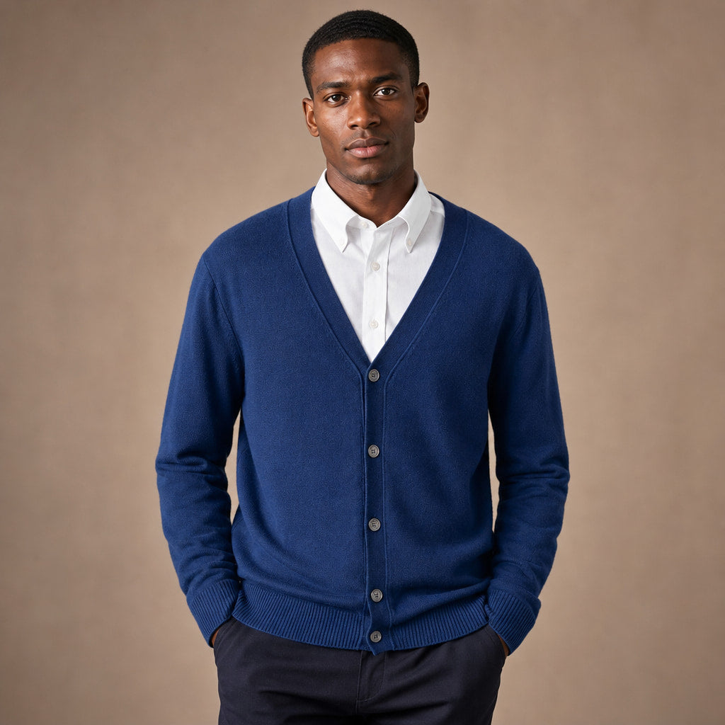Cardigan Soft Knit Button Front in Navy – Enzaco Premium Menswear