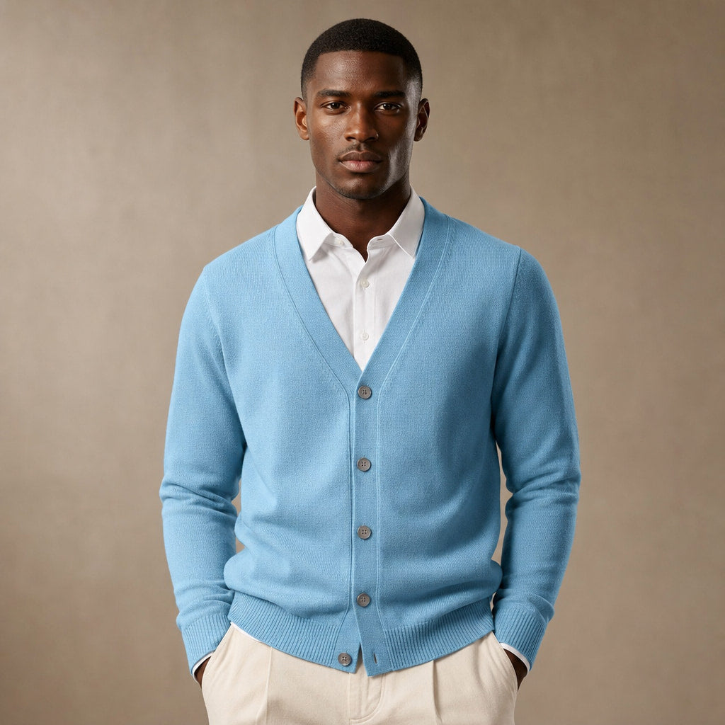 Cardigan Soft Knit Button Front in Sky Blue – Enzaco Premium Menswear